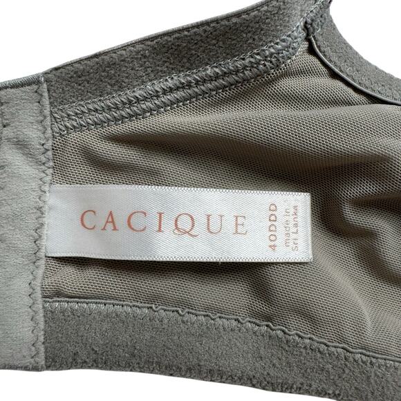 CACIQUE Lightly Lined T-shirt Bra in Gray Floral Size 40DDD Underwire Adjustable - Picture 5 of 6
